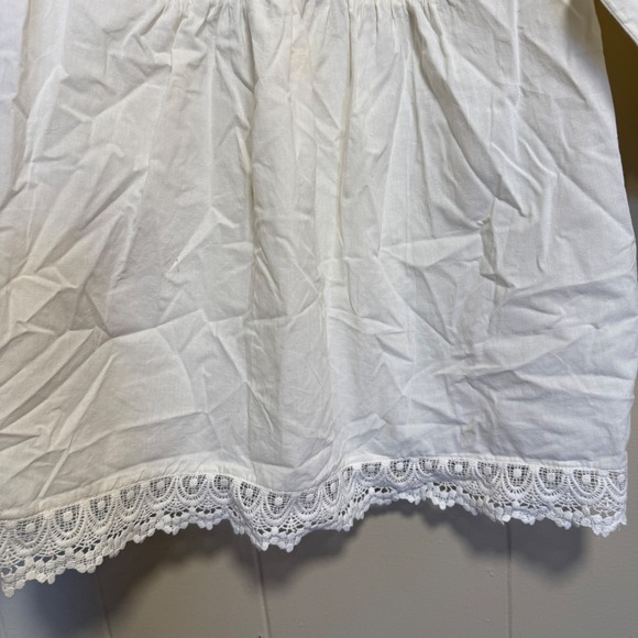 Womens White Crochet Lace Embroidered Tunic Blouse Medium Cottagecare Boho - Picture 8 of 13